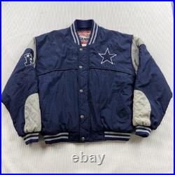 Vintage Dallas Cowboys Jacket Mens Medium Blue NFL Football Nutmeg Bomber 90s