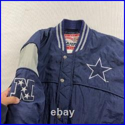 Vintage Dallas Cowboys Jacket Mens Medium Blue NFL Football Nutmeg Bomber 90s