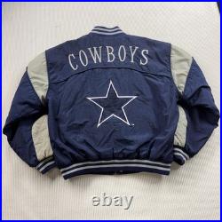 Vintage Dallas Cowboys Jacket Mens Medium Blue NFL Football Nutmeg Bomber 90s