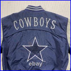 Vintage Dallas Cowboys Jacket Mens Medium Blue NFL Football Nutmeg Bomber 90s