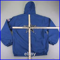 Vintage Dallas Cowboys Jacket Mens Medium Blue Starter Pro Line Quilted Zip Up