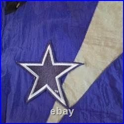 Vintage Dallas Cowboys Jacket Mens XL Blue Black NFL Football Puffer 90s read