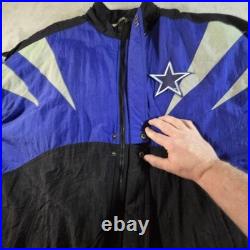 Vintage Dallas Cowboys Jacket Mens XL Blue Black NFL Football Puffer 90s read