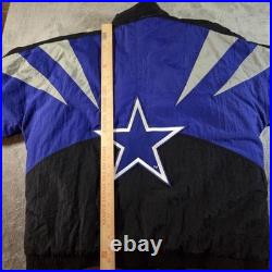 Vintage Dallas Cowboys Jacket Mens XL Blue Black NFL Football Puffer 90s read