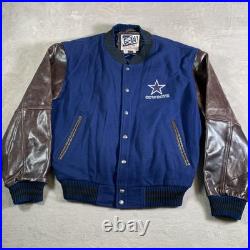 Vintage Dallas Cowboys Jacket Mens XL Blue Brown NFL Football Letterman Wool G-3