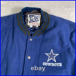 Vintage Dallas Cowboys Jacket Mens XL Blue Brown NFL Football Letterman Wool G-3