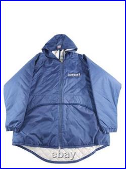 Vintage Dallas Cowboys Jacket Mens XL Blue NFL Football Hooded Quilted Nike