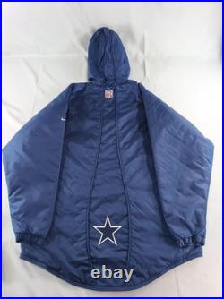 Vintage Dallas Cowboys Jacket Mens XL Blue NFL Football Hooded Quilted Nike