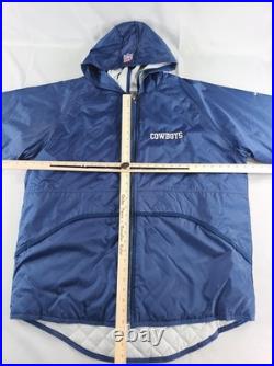Vintage Dallas Cowboys Jacket Mens XL Blue NFL Football Hooded Quilted Nike
