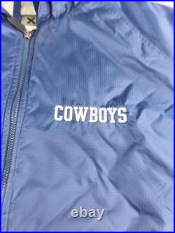 Vintage Dallas Cowboys Jacket Mens XL Blue NFL Football Hooded Quilted Nike