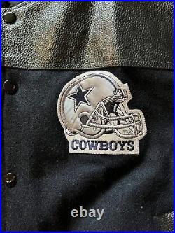 Vintage Dallas Cowboys Leather Jacket Medium Varsity Letterman NFL Football Logo