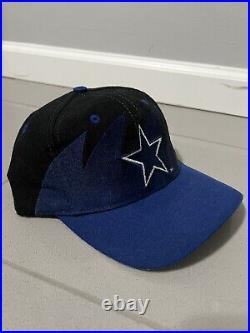 Vintage Dallas Cowboys Logo Athletic Black Dome Sharktooth Hat Fitted 7-3/8