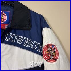 Vintage Dallas Cowboys Looney Tunes Puffer Jacket Med Goose Down Marvin Martian