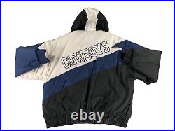 Vintage Dallas Cowboys NFL Jacket Blue White Hooded Game Day #3613