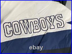 Vintage Dallas Cowboys NFL Jacket Blue White Hooded Game Day #3613