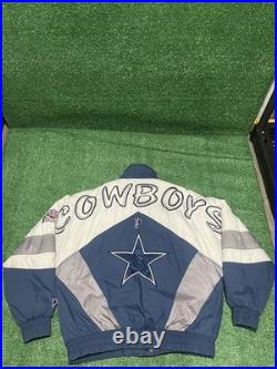 Vintage Dallas Cowboys Pro Player Puffer Jacket Coat Size Large NFL Preowned