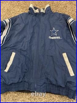 Vintage Dallas Cowboys Pro Player Puffer Jacket Reversible Coat Mens Size 2XL