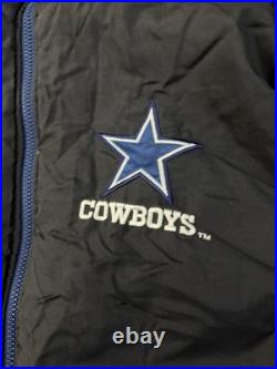 Vintage Dallas Cowboys Pro Player Puffer Jacket Reversible Coat Mens Size 2XL