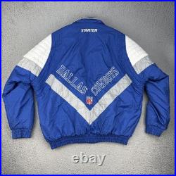 Vintage Dallas Cowboys Puffer Jacket Mens Medium Blue NFL Football Starter 90s