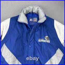 Vintage Dallas Cowboys Puffer Jacket Mens Medium Blue NFL Football Starter 90s