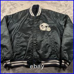 Vintage Dallas Cowboys Satin Jacket Mens Large Black Chalk Line NFL Embroidered