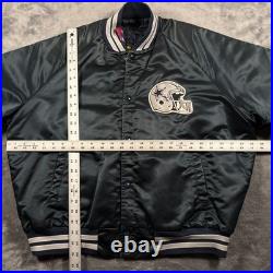 Vintage Dallas Cowboys Satin Jacket Mens Large Black Chalk Line NFL Embroidered