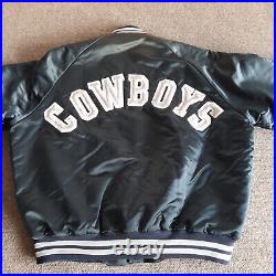Vintage Dallas Cowboys Satin Snap Button Jacket Spell out NFL Read Description