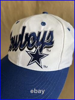 Vintage Dallas Cowboys Script Snapback Hat Cap Logo 7 Adjustable Two Tone