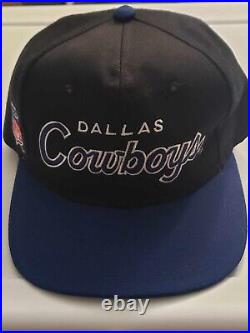 Vintage Dallas Cowboys Script Sports Specialties Snapback Black Blue 90s Wool