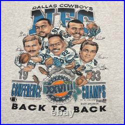 Vintage Dallas Cowboys Shirt Mens XL Gray Cartoon Caricature 90s NFL Football