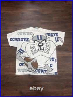 Vintage Dallas Cowboys Shirt Size L Boxy 1992 Taz Devil AOP All Over Print 90s Vintage Dallas Cowboys Shirt Size L Boxy 1992 Taz Devil AOP All Over Print 90s