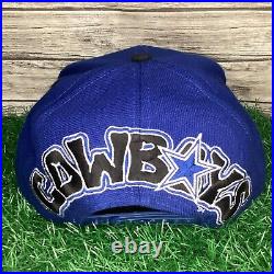 Vintage Dallas Cowboys Snapback Hat Cap Blue Graffiti Blockhead Drew Pearson 90s
