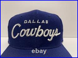 Vintage Dallas Cowboys Sports Specialties Script Single Wool Snapback Hat Cap