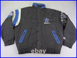 Vintage Dallas Cowboys Starter Jacket Mens Large Black Blue Quilted Full Zip NFL