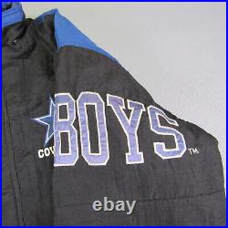 Vintage Dallas Cowboys Starter Jacket Mens Large Black Blue Quilted Full Zip NFL