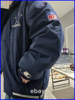 Vintage Dallas Cowboys Starter Jacket Size XL Rare Hooded VTG Smoke Free Home