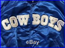 Vintage Dallas Cowboys Starter Satin Jacket NFL Mens Large Royal Blue Rare
