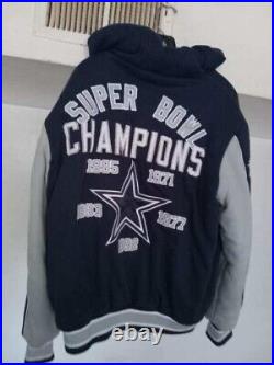 Vintage Dallas Cowboys Super Bowl Champions Hooded Jacket G3 Size L