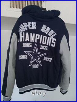 Vintage Dallas Cowboys Super Bowl Champions Hooded Jacket G3 Size L