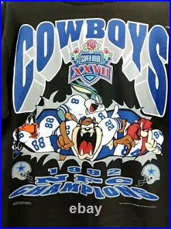 Vintage Dallas Cowboys Superbowl XXVII NFC Champions Looney Tunes T-Shirt 1992