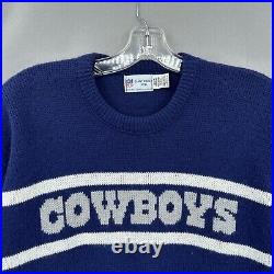 Vintage Dallas Cowboys Sweater Cliff Engle Blue Wool Blend Medium Made USA RARE