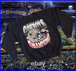 Vintage Dallas Cowboys Sweatshirt Mens 2XL Blue NFL Football NFC Champions 1995