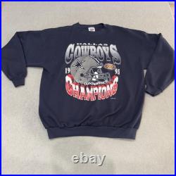 Vintage Dallas Cowboys Sweatshirt Mens 2XL Blue NFL Football NFC Champions 1995