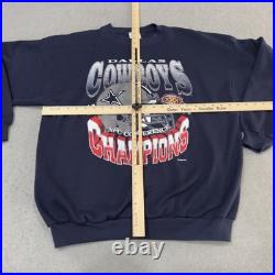 Vintage Dallas Cowboys Sweatshirt Mens 2XL Blue NFL Football NFC Champions 1995