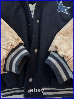 Vintage Dallas Cowboys Throwback Super Bowls Bomber Letterman Jacket Size LG