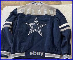 Vintage Dallas Cowboys Varsity Coat Suede Leather NFL Size XL G-III Brand