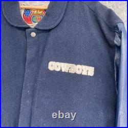 Vintage Dallas Cowboys Varsity Jacket Mens Large Navy Blue Wool Jeff Hamilton