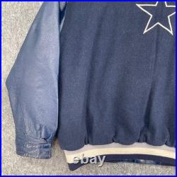 Vintage Dallas Cowboys Varsity Jacket Mens Large Navy Blue Wool Jeff Hamilton