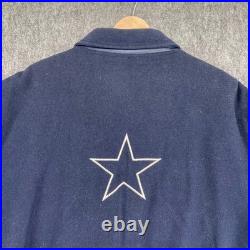 Vintage Dallas Cowboys Varsity Jacket Mens Large Navy Blue Wool Jeff Hamilton