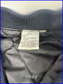 Vintage Dallas Cowboys Varsity Jacket, NFL Navy Blue/Grey Faux Leather, Size XXL